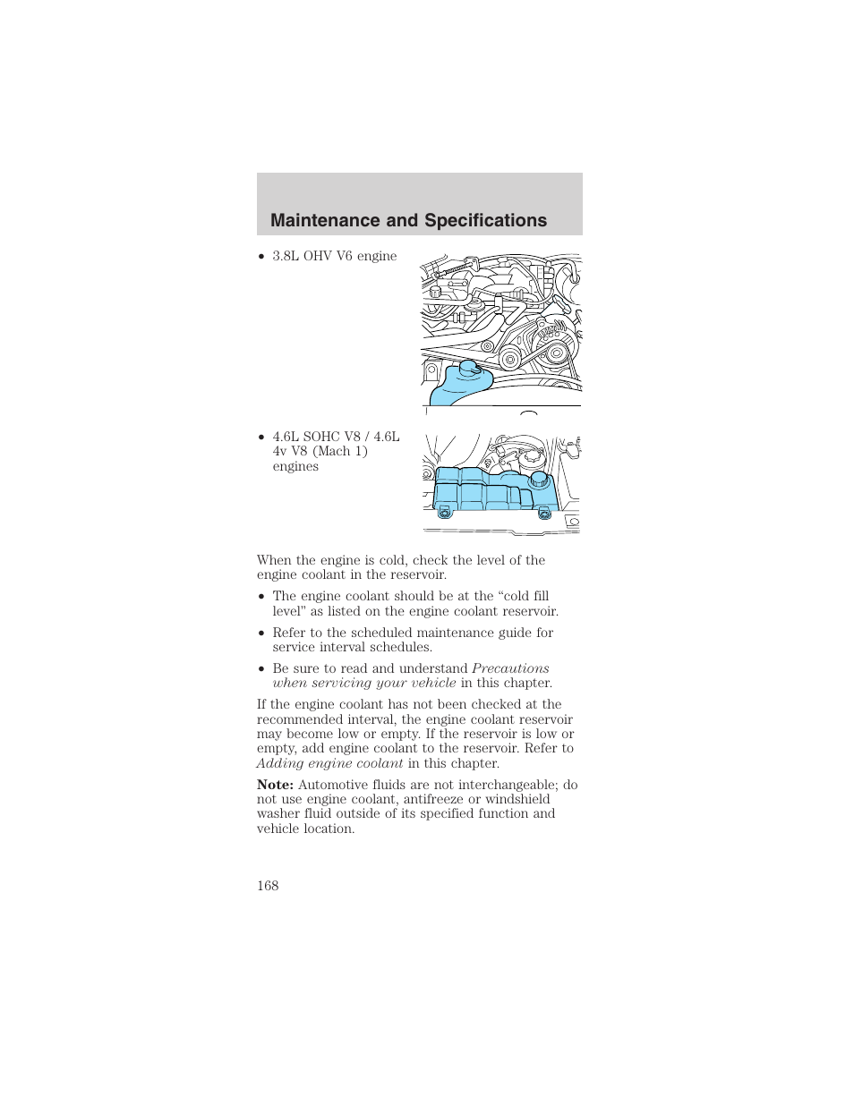 Maintenance and specifications | FORD 2003 Mustang v.3 User Manual | Page 168 / 216