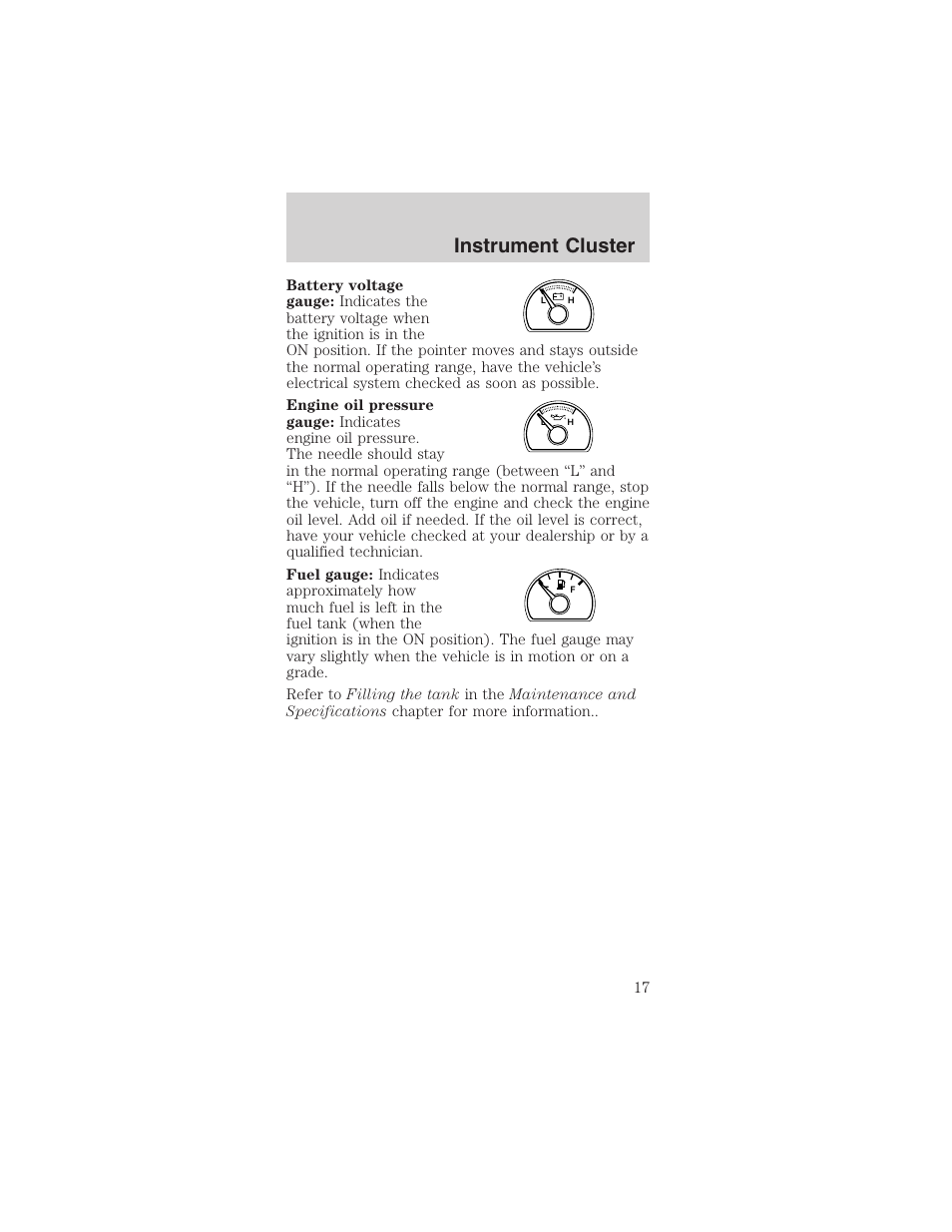 Instrument cluster | FORD 2003 Mustang v.3 User Manual | Page 17 / 216