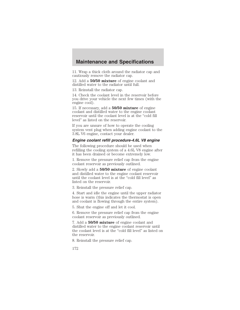 Maintenance and specifications | FORD 2003 Mustang v.3 User Manual | Page 172 / 216