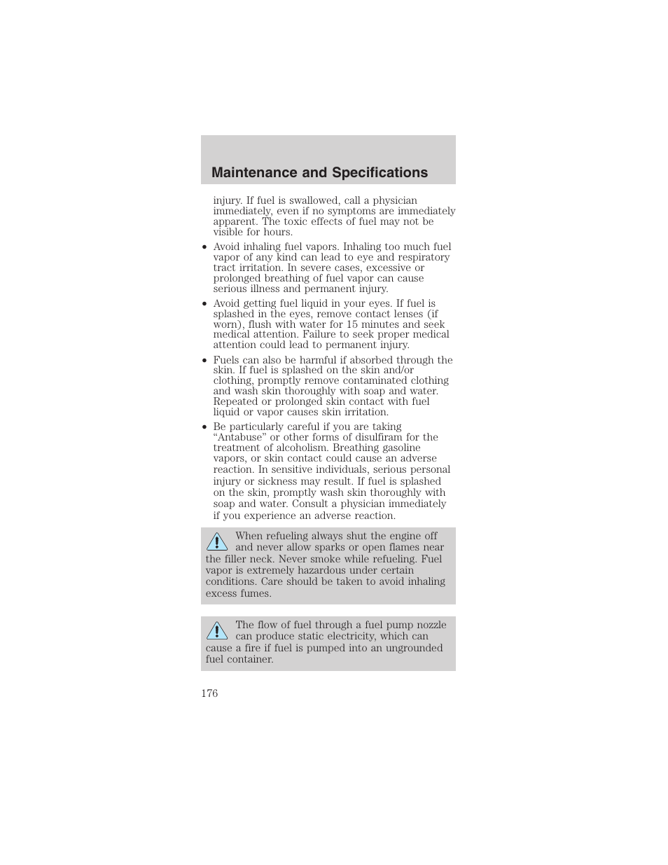 Maintenance and specifications | FORD 2003 Mustang v.3 User Manual | Page 176 / 216