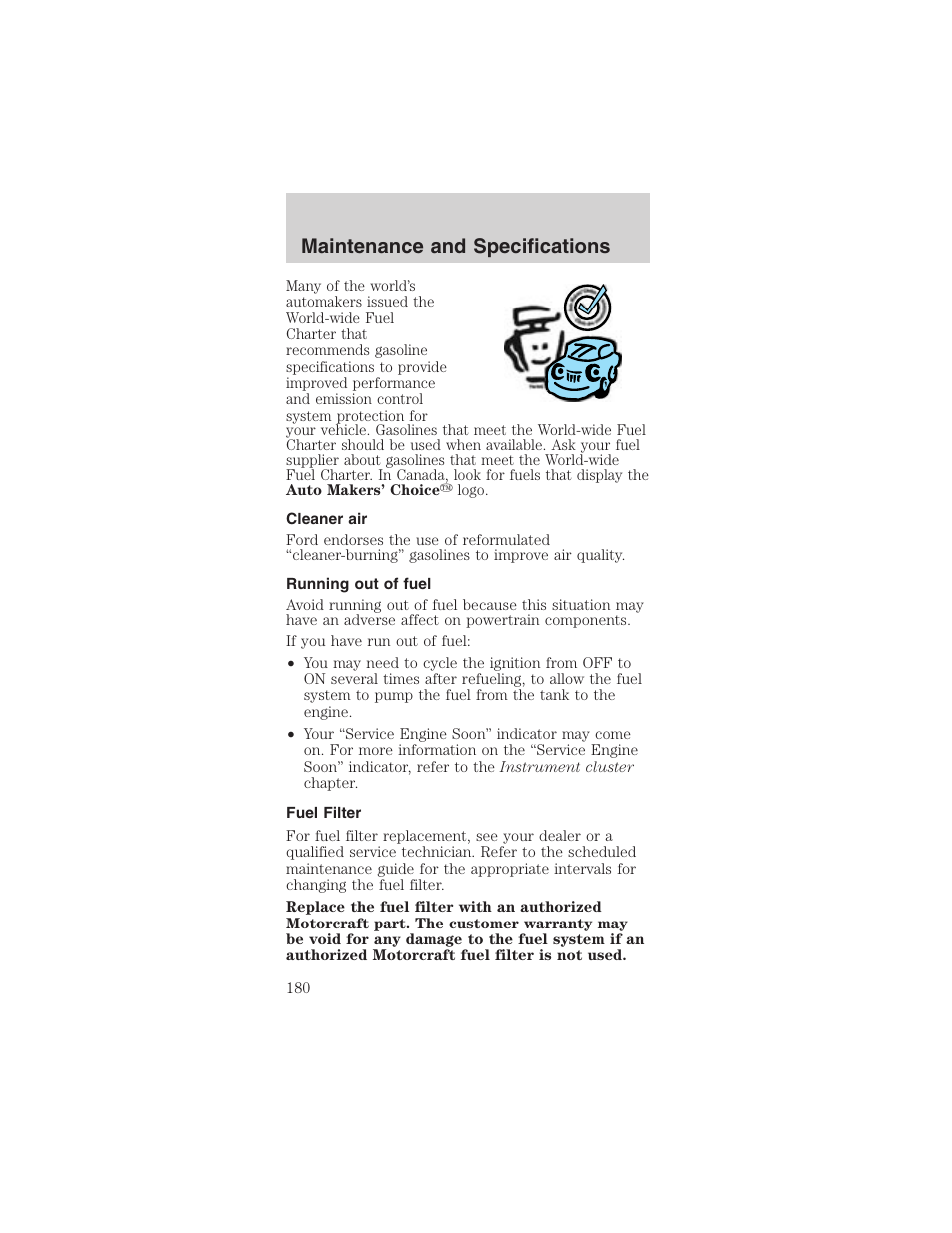 Maintenance and specifications | FORD 2003 Mustang v.3 User Manual | Page 180 / 216