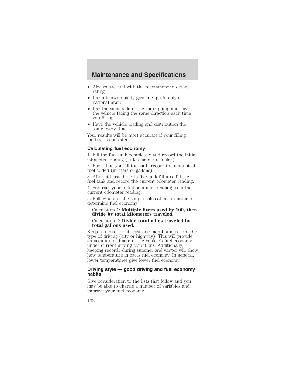 Maintenance and specifications | FORD 2003 Mustang v.3 User Manual | Page 182 / 216