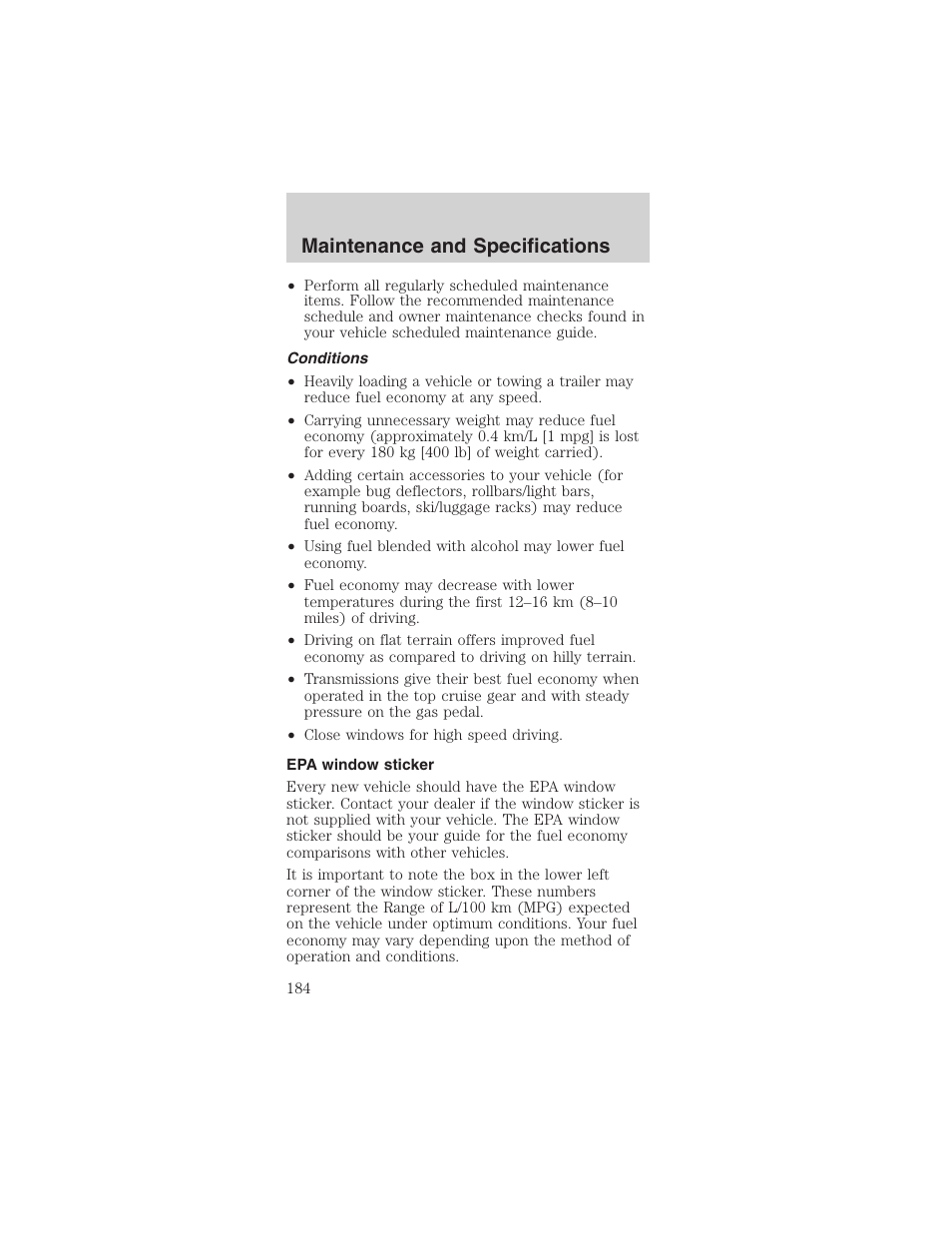 Maintenance and specifications | FORD 2003 Mustang v.3 User Manual | Page 184 / 216