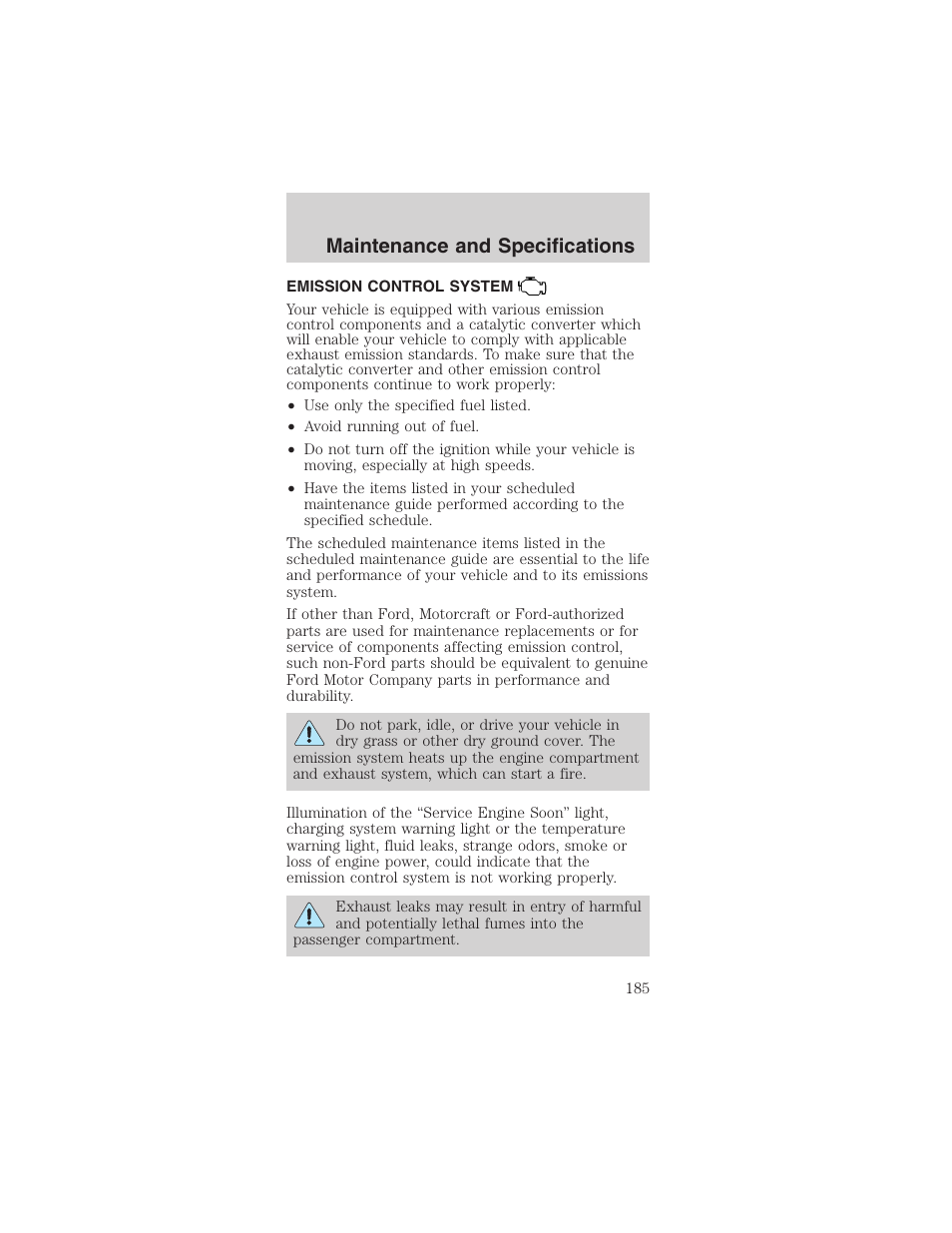 Maintenance and specifications | FORD 2003 Mustang v.3 User Manual | Page 185 / 216