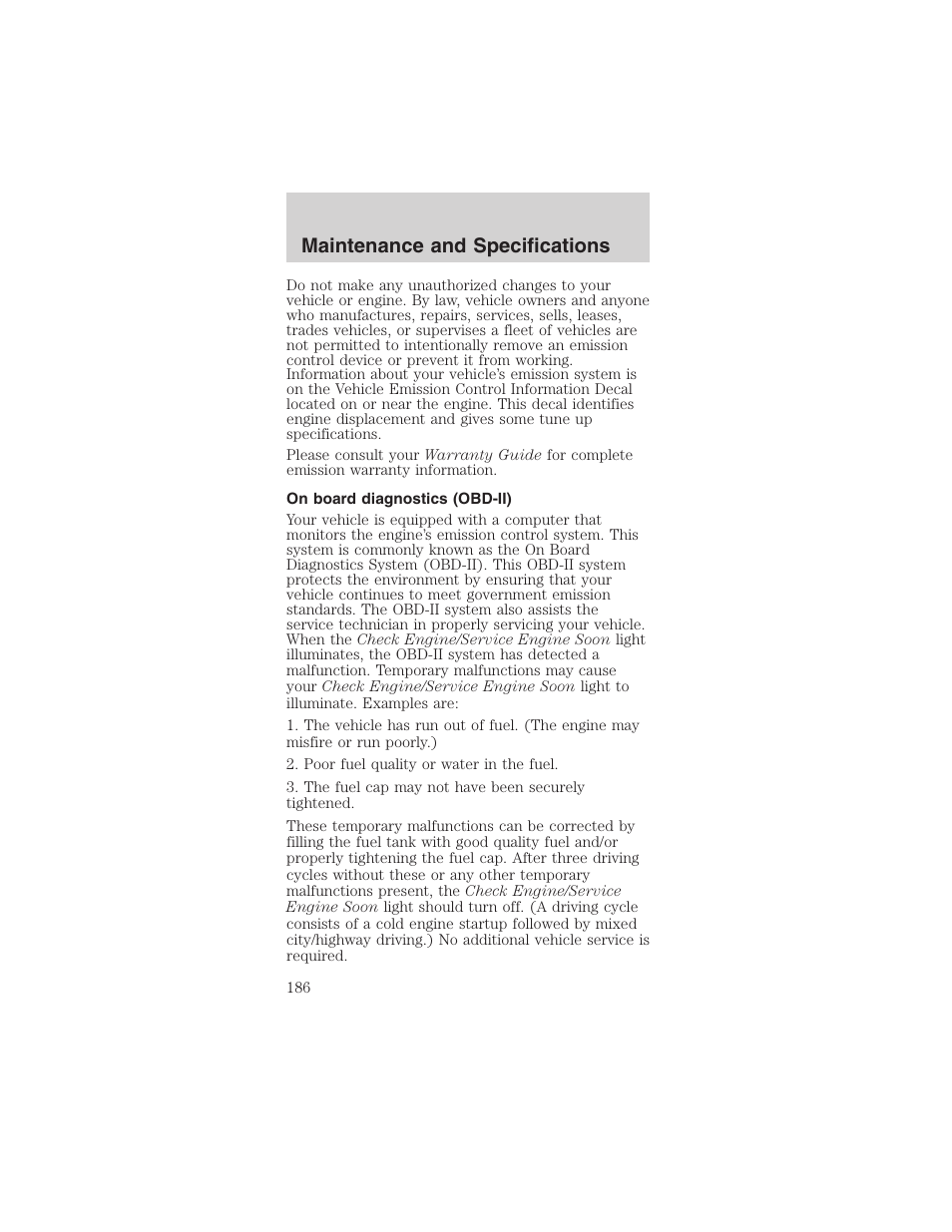 Maintenance and specifications | FORD 2003 Mustang v.3 User Manual | Page 186 / 216