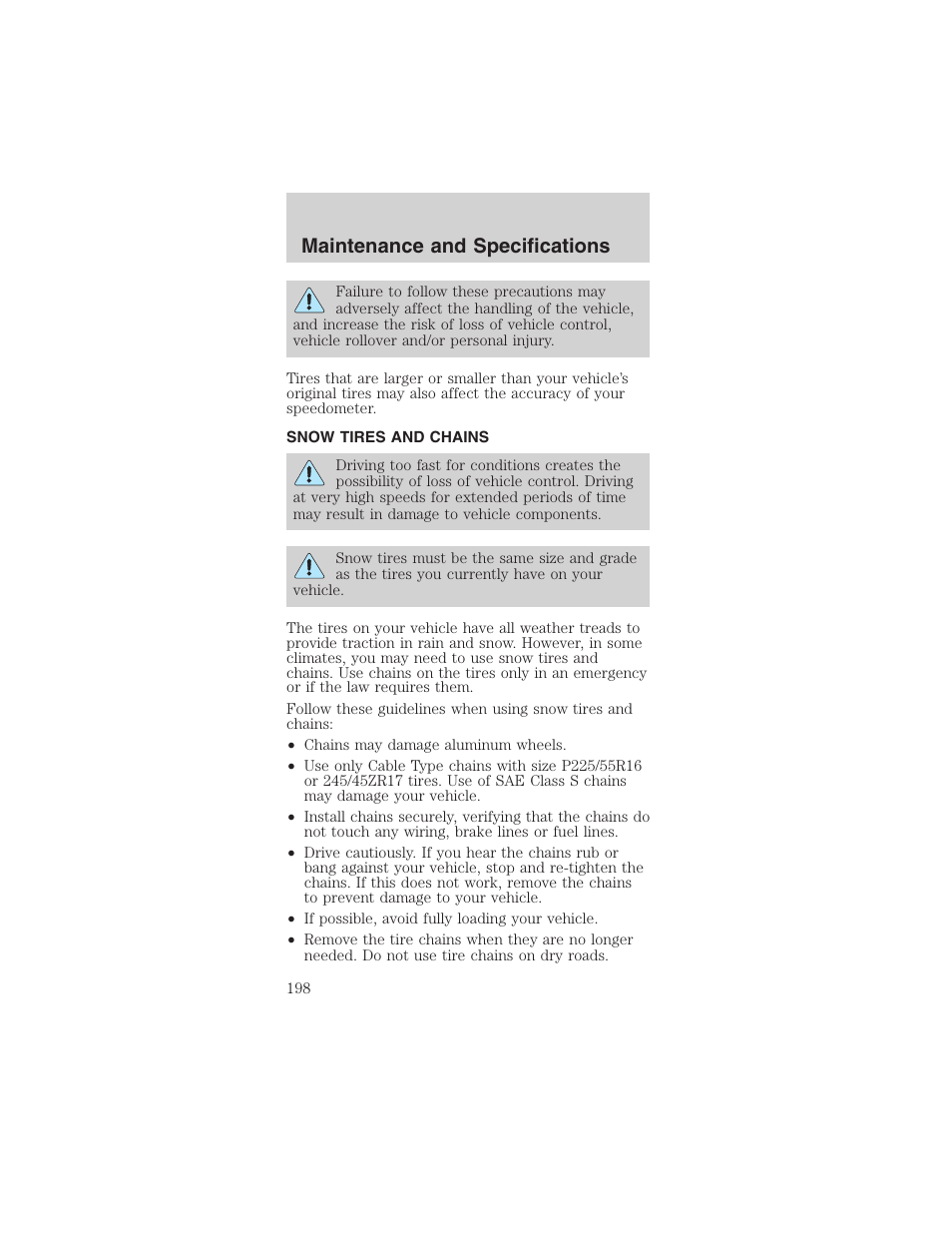 Maintenance and specifications | FORD 2003 Mustang v.3 User Manual | Page 198 / 216