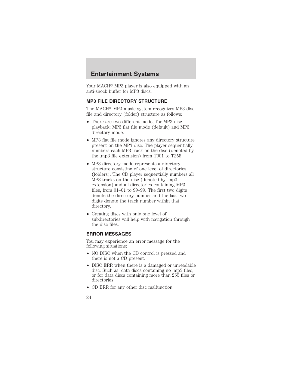 Entertainment systems | FORD 2003 Mustang v.3 User Manual | Page 24 / 216