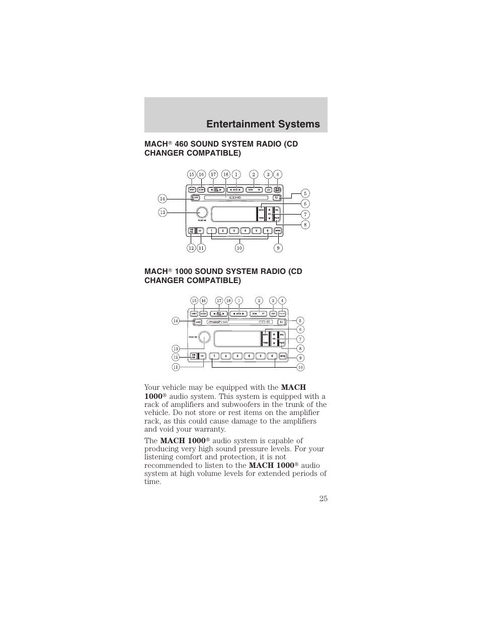 Entertainment systems | FORD 2003 Mustang v.3 User Manual | Page 25 / 216