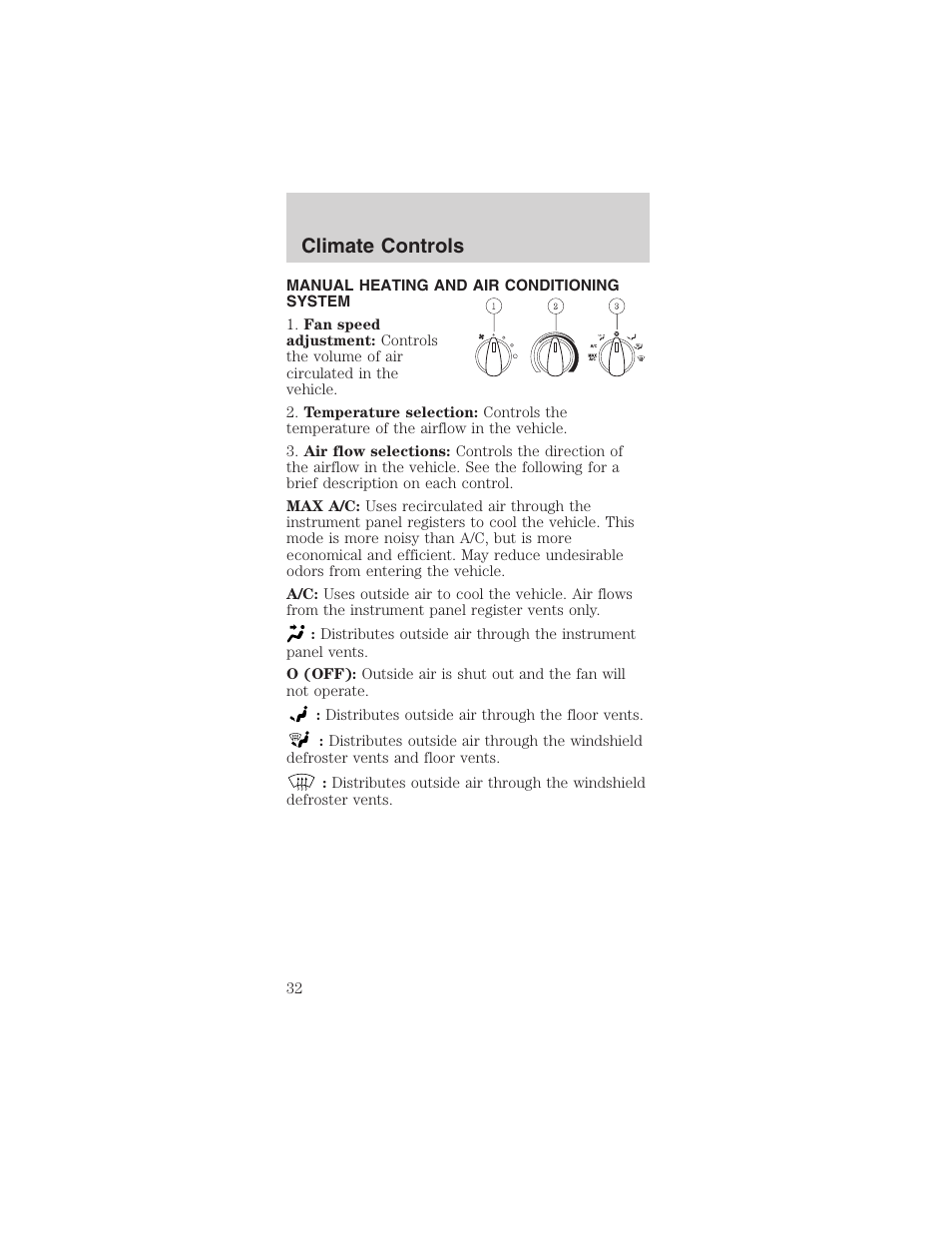 Climate controls | FORD 2003 Mustang v.3 User Manual | Page 32 / 216