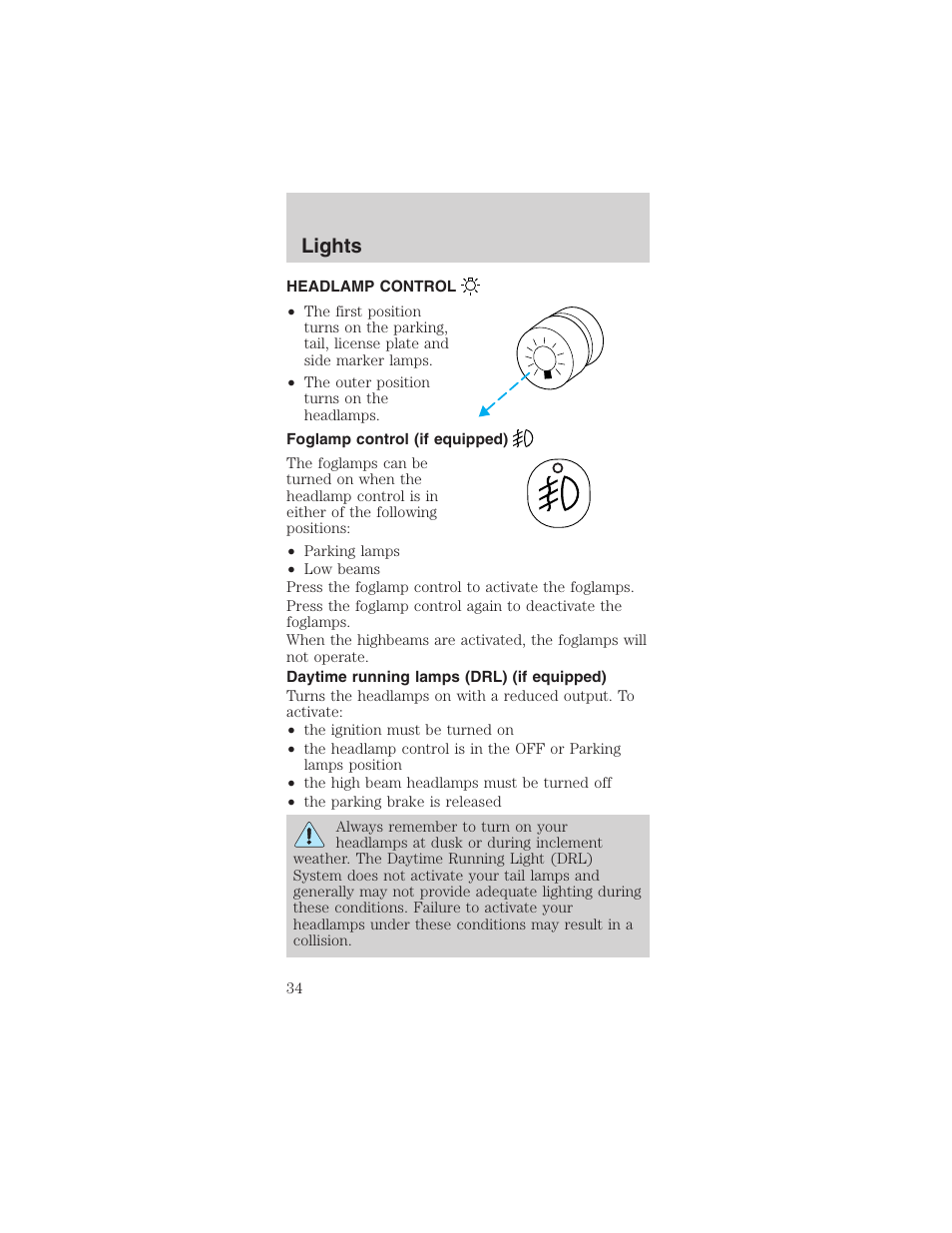 Lights | FORD 2003 Mustang v.3 User Manual | Page 34 / 216