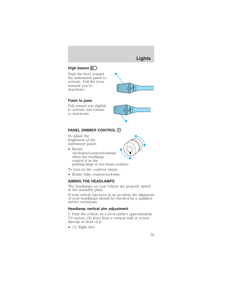 Lights | FORD 2003 Mustang v.3 User Manual | Page 35 / 216
