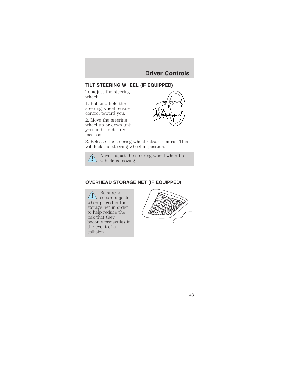 Driver controls | FORD 2003 Mustang v.3 User Manual | Page 43 / 216