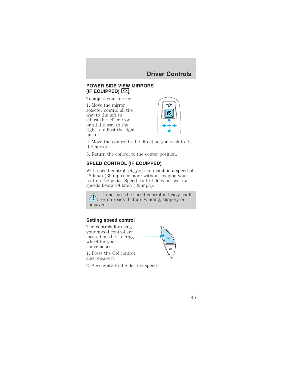 Driver controls | FORD 2003 Mustang v.3 User Manual | Page 45 / 216