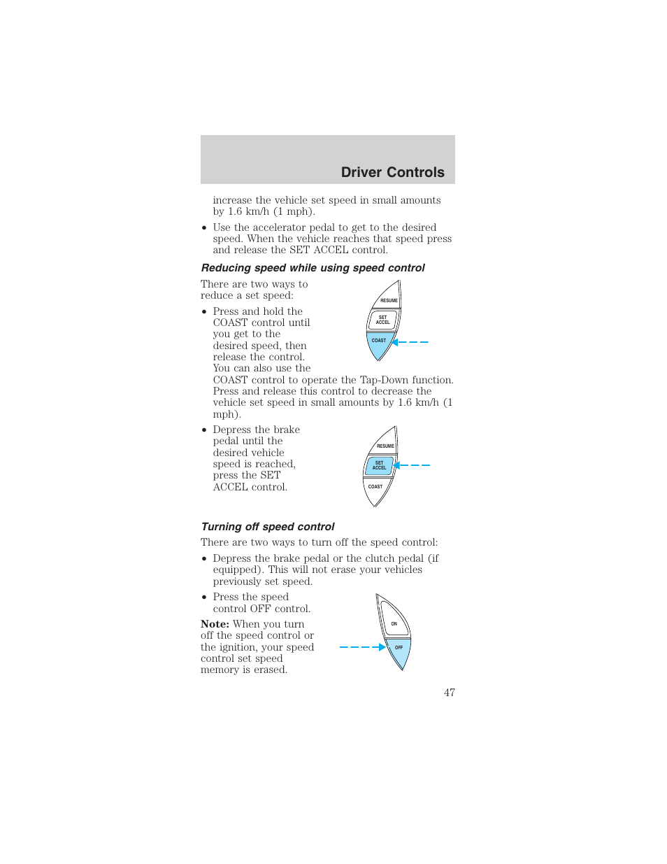Driver controls | FORD 2003 Mustang v.3 User Manual | Page 47 / 216