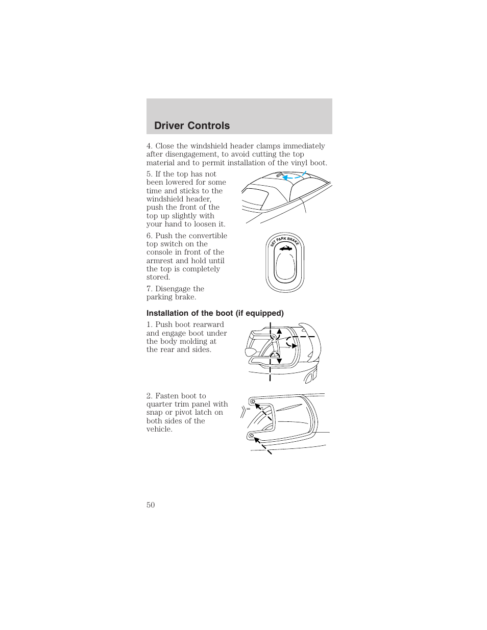 Driver controls | FORD 2003 Mustang v.3 User Manual | Page 50 / 216