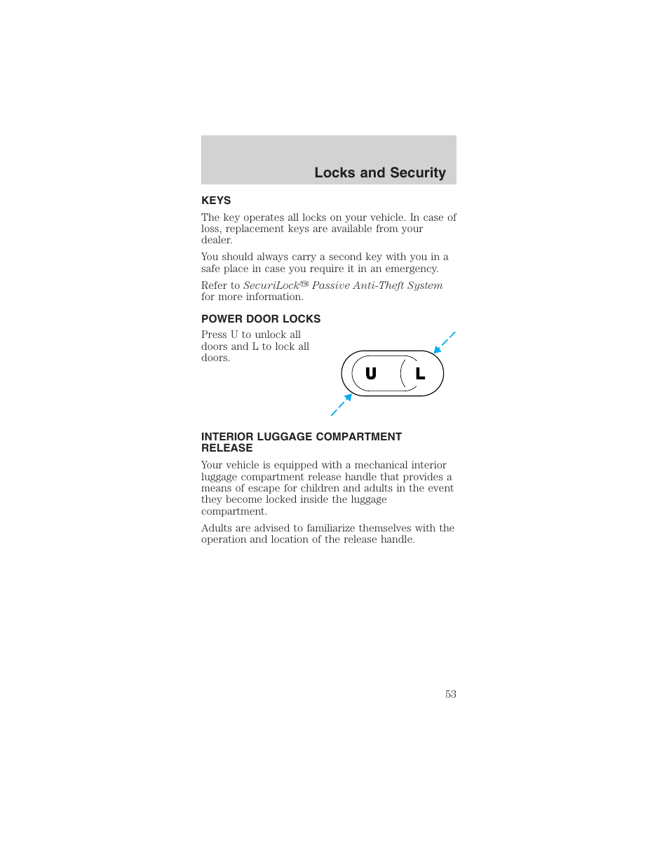 Locks and security | FORD 2003 Mustang v.3 User Manual | Page 53 / 216