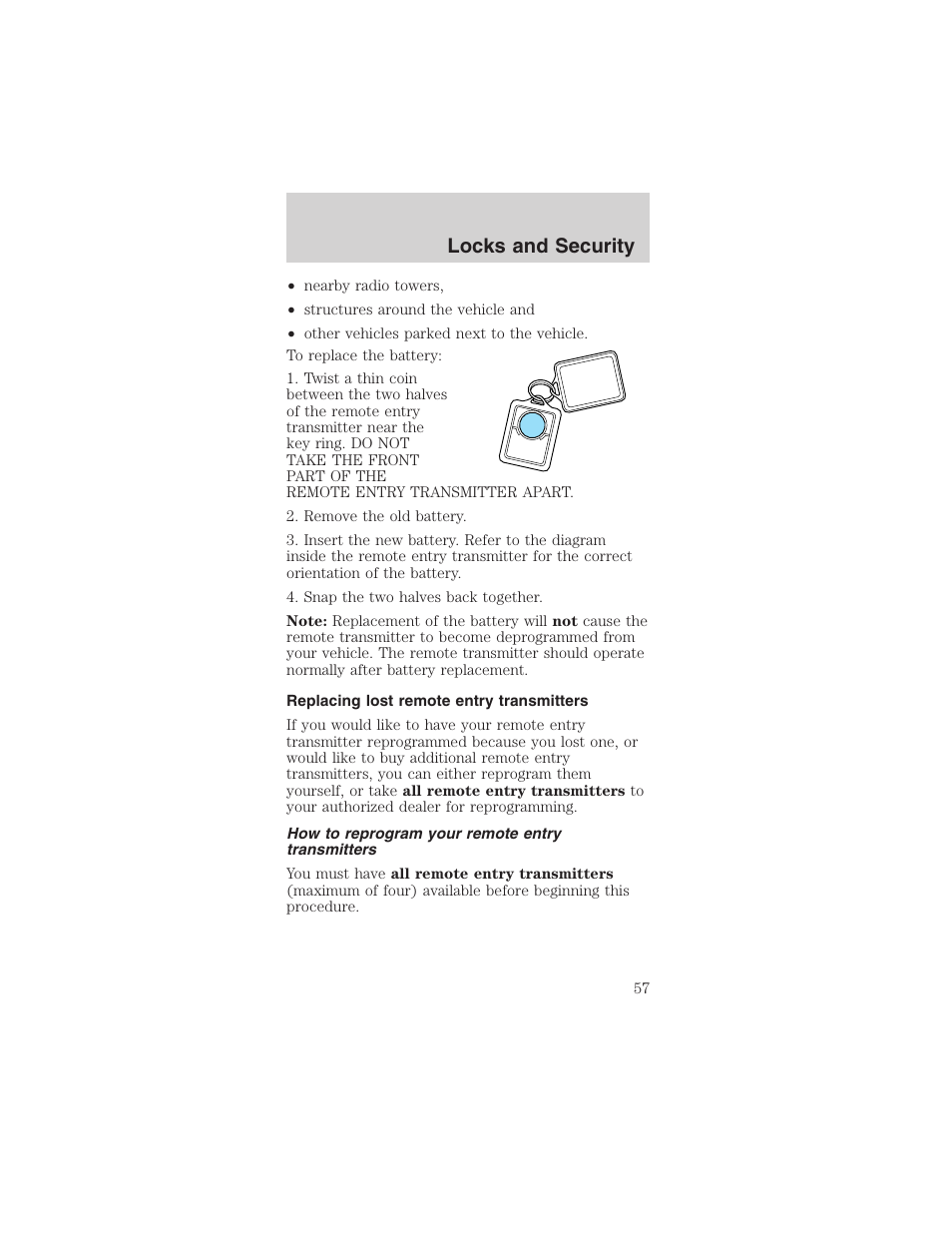 Locks and security | FORD 2003 Mustang v.3 User Manual | Page 57 / 216