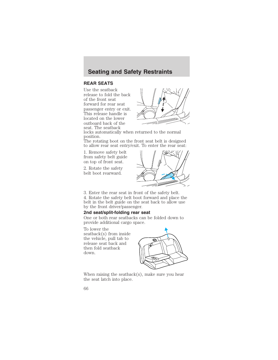 Seating and safety restraints | FORD 2003 Mustang v.3 User Manual | Page 66 / 216