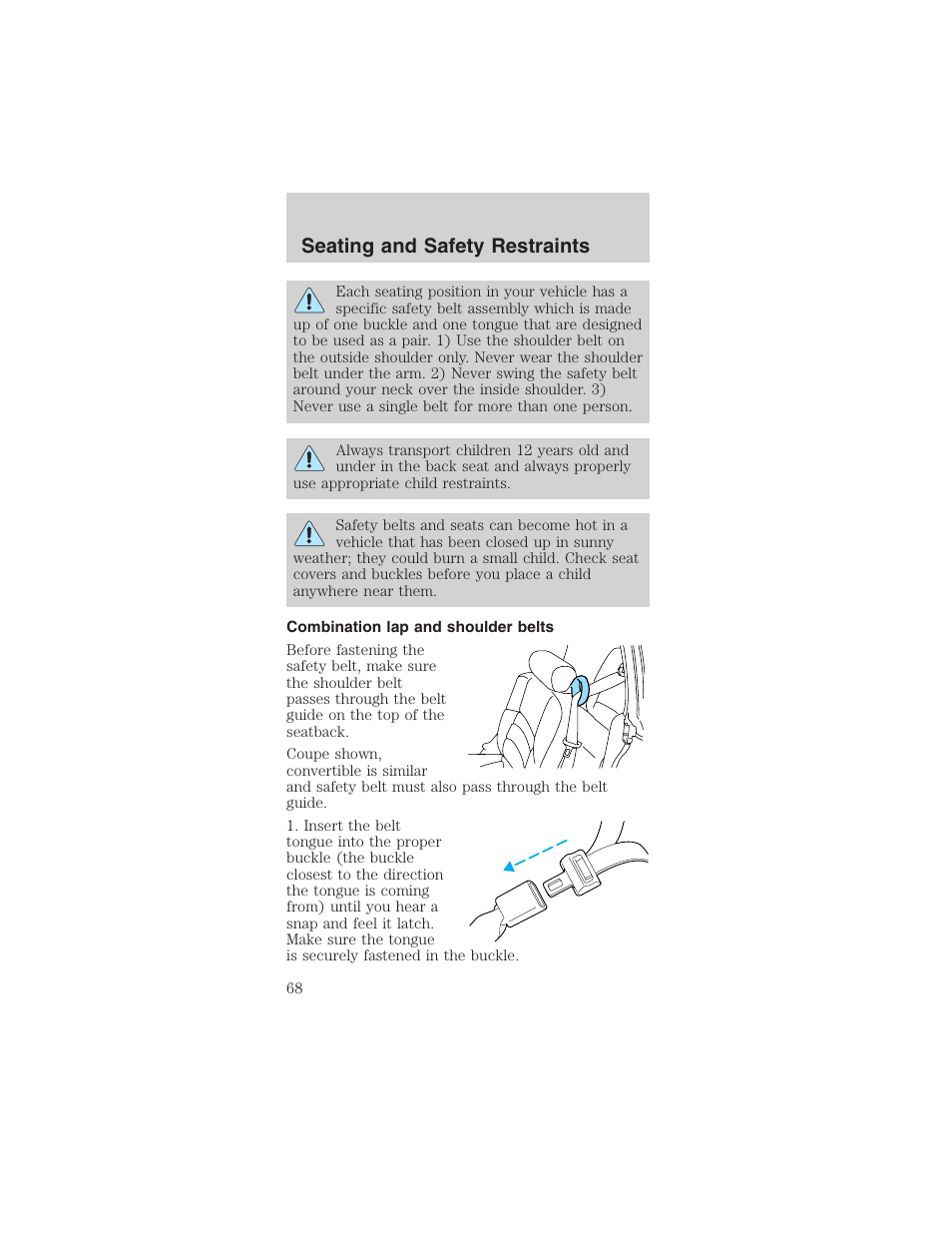 Seating and safety restraints | FORD 2003 Mustang v.3 User Manual | Page 68 / 216