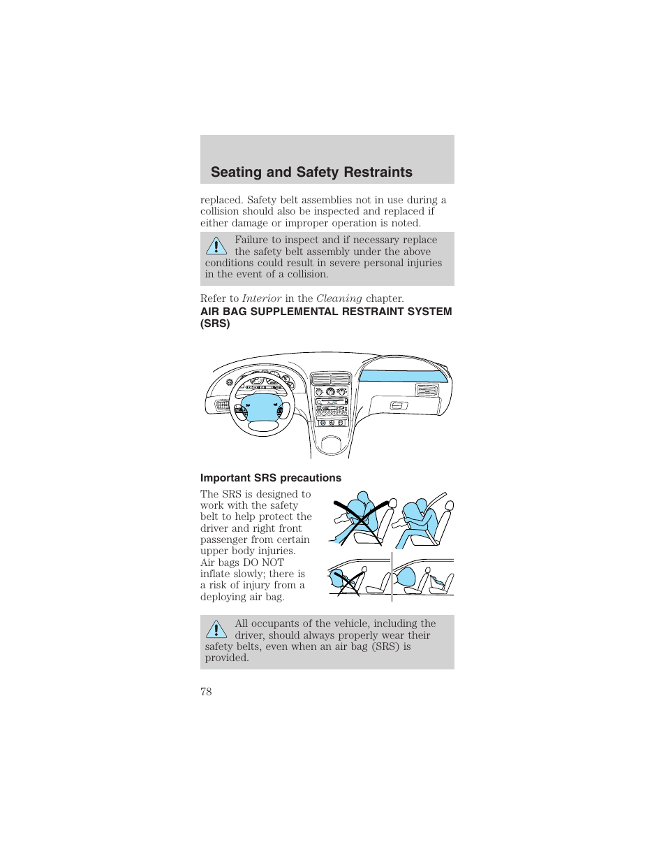 Seating and safety restraints | FORD 2003 Mustang v.3 User Manual | Page 78 / 216