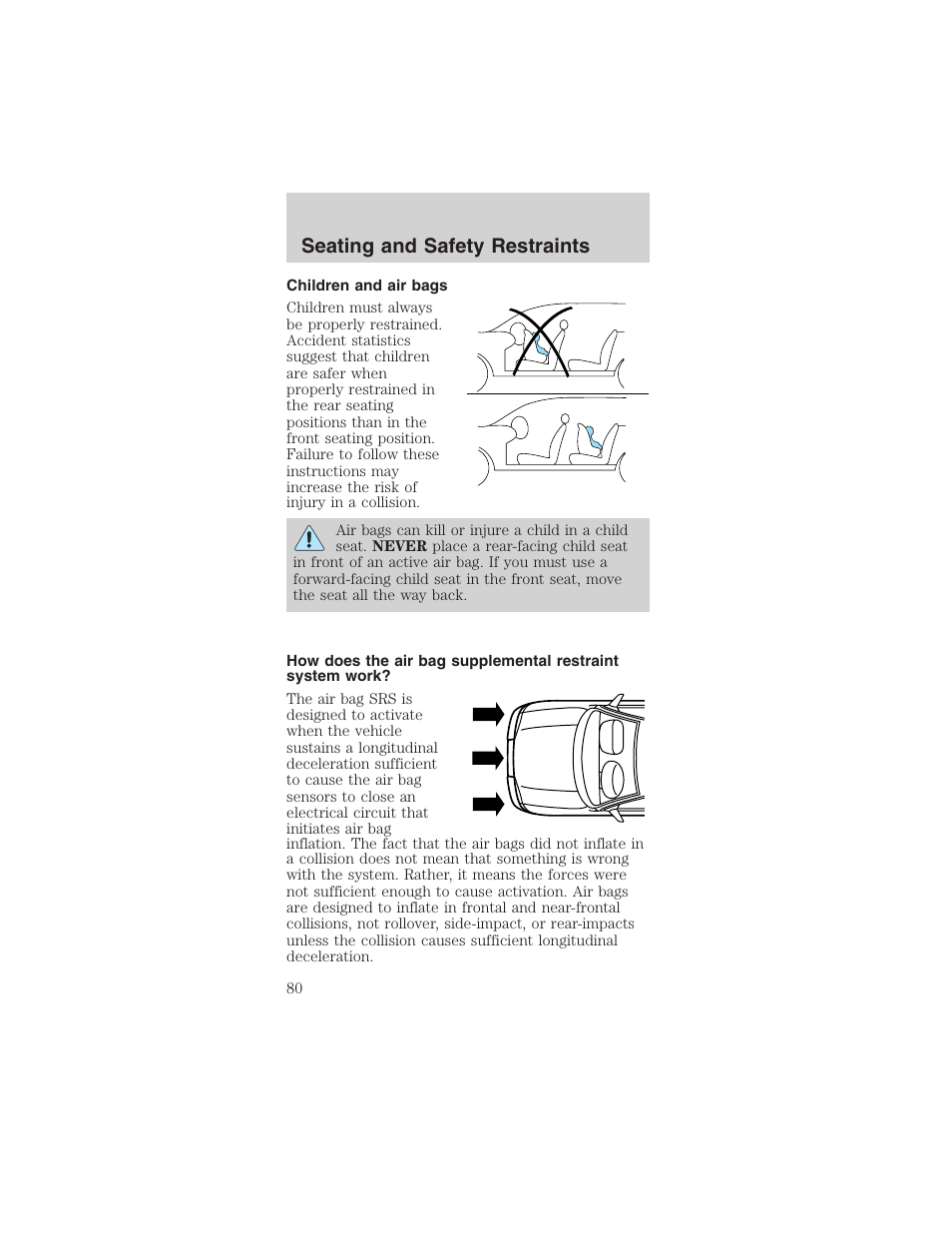 Seating and safety restraints | FORD 2003 Mustang v.3 User Manual | Page 80 / 216