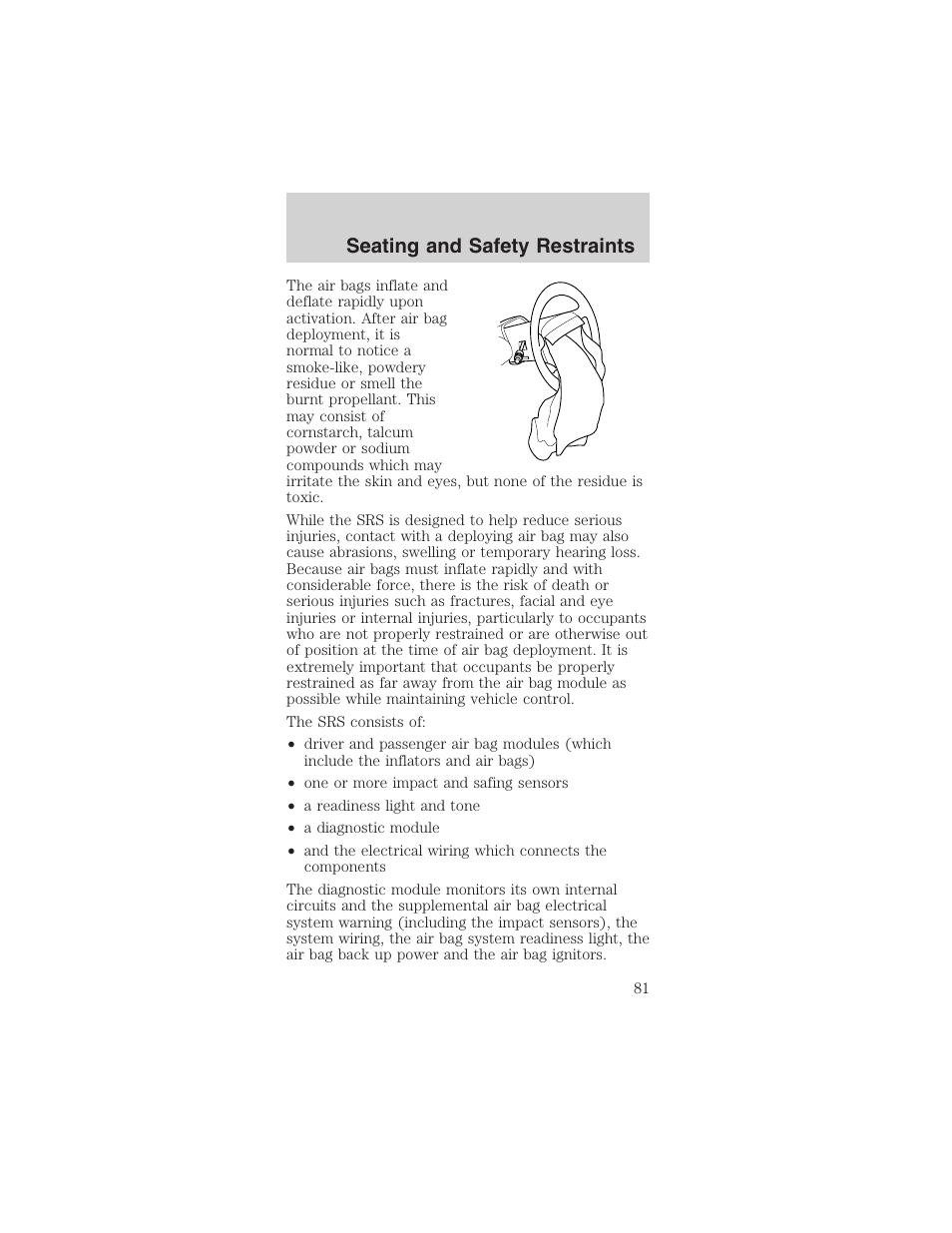 Seating and safety restraints | FORD 2003 Mustang v.3 User Manual | Page 81 / 216