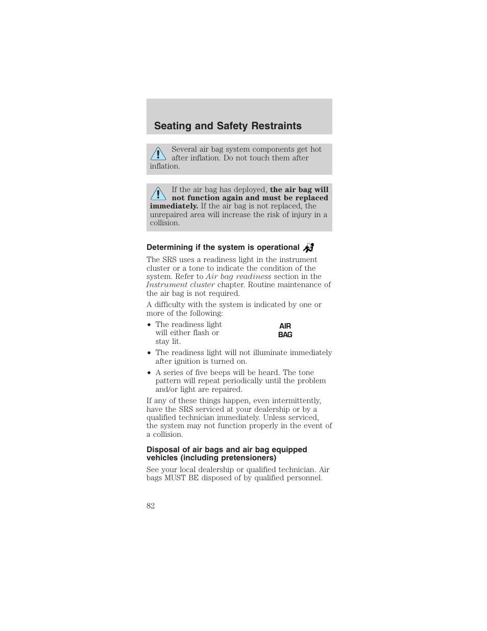 Seating and safety restraints | FORD 2003 Mustang v.3 User Manual | Page 82 / 216