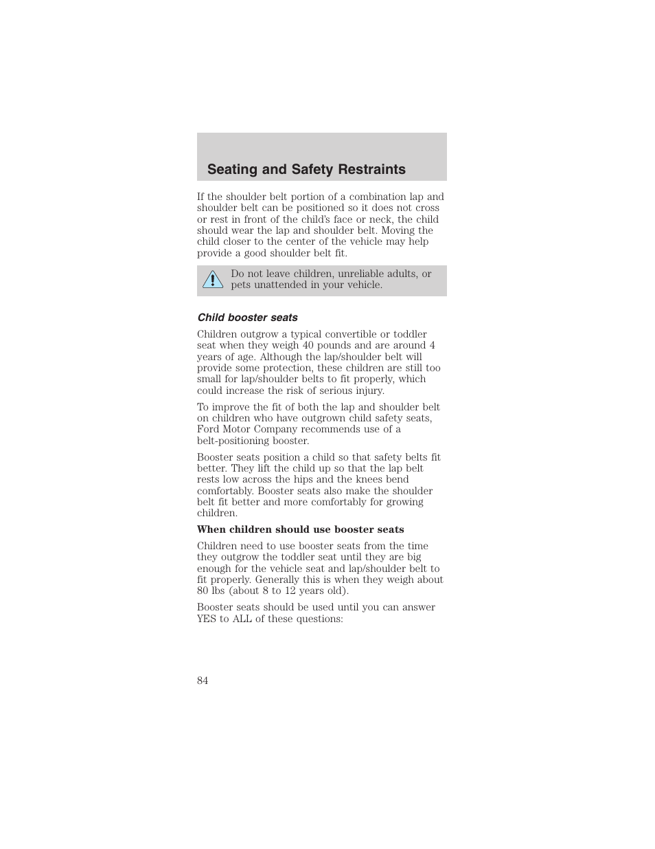 Seating and safety restraints | FORD 2003 Mustang v.3 User Manual | Page 84 / 216