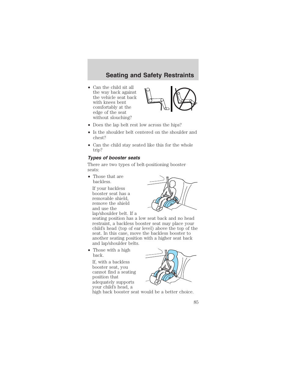 Seating and safety restraints | FORD 2003 Mustang v.3 User Manual | Page 85 / 216