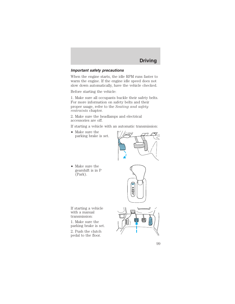 Driving | FORD 2003 Mustang v.3 User Manual | Page 99 / 216