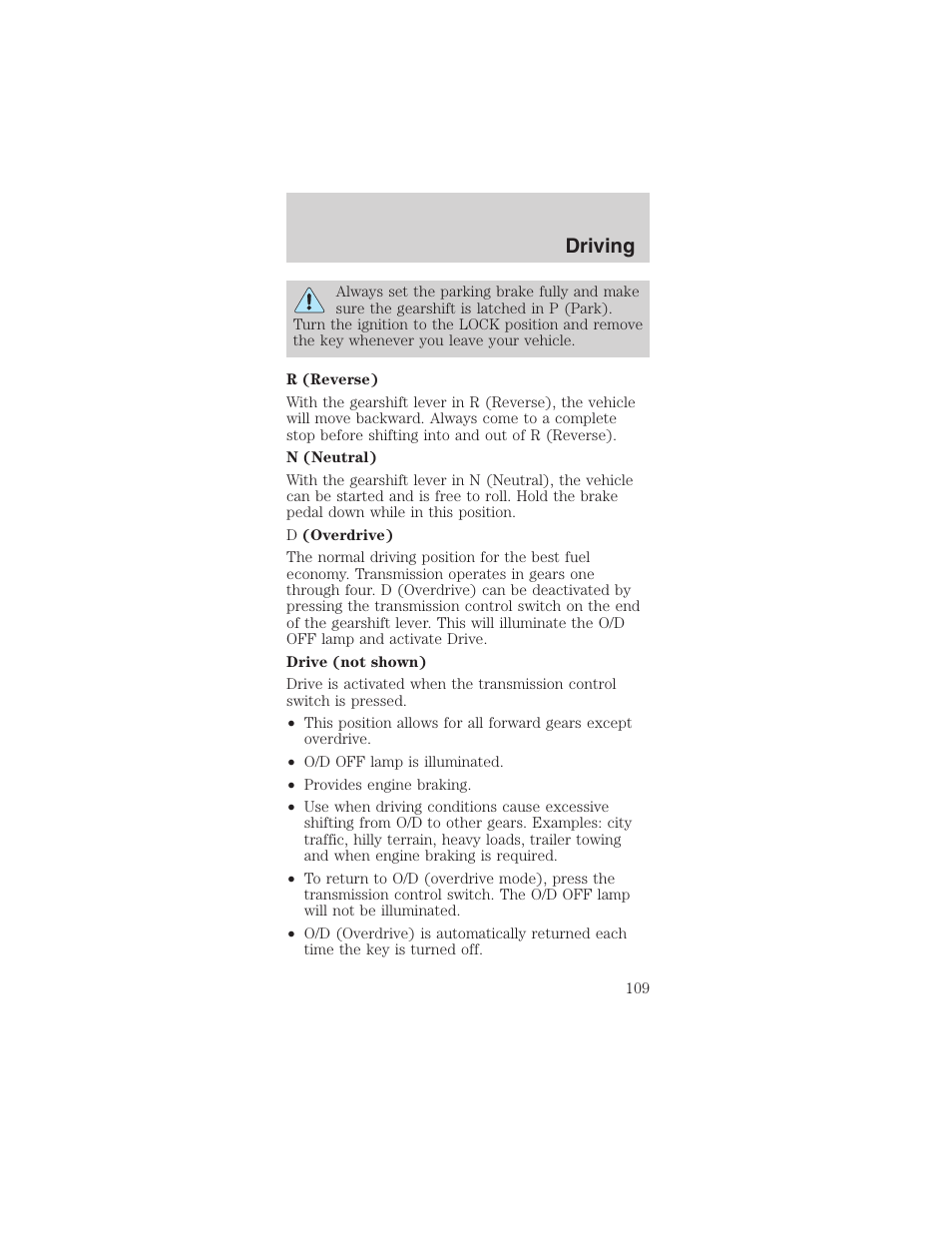 Driving | FORD 2003 Mustang v.4 User Manual | Page 109 / 216