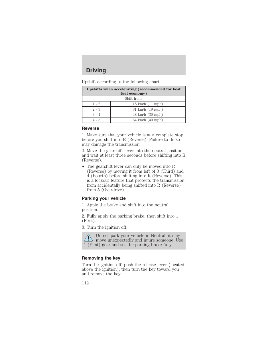 Driving | FORD 2003 Mustang v.4 User Manual | Page 112 / 216