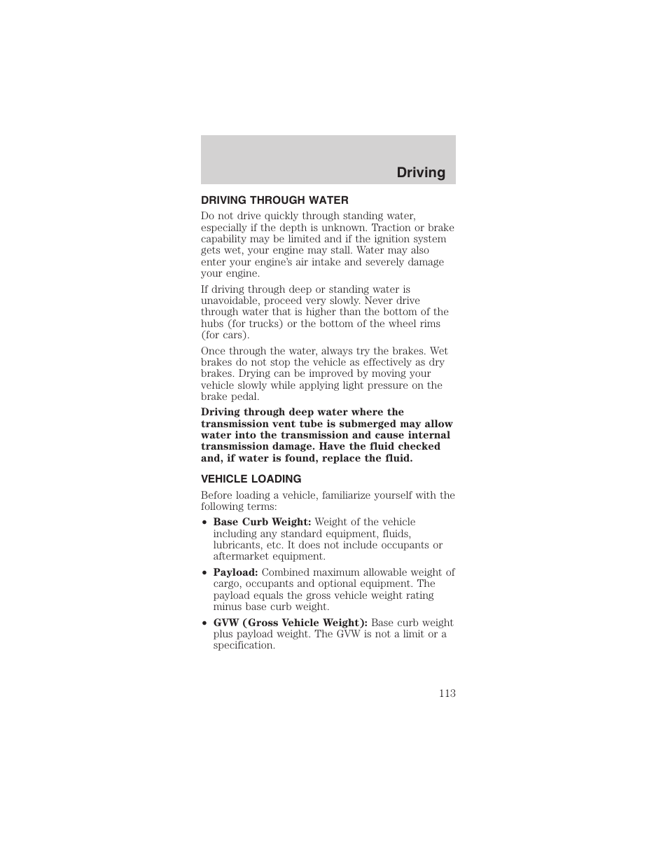 Driving | FORD 2003 Mustang v.4 User Manual | Page 113 / 216