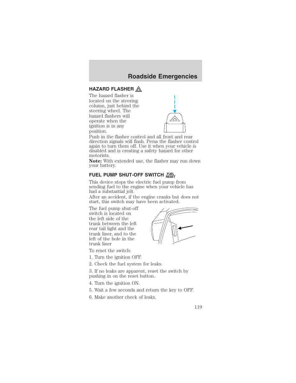 Roadside emergencies | FORD 2003 Mustang v.4 User Manual | Page 119 / 216