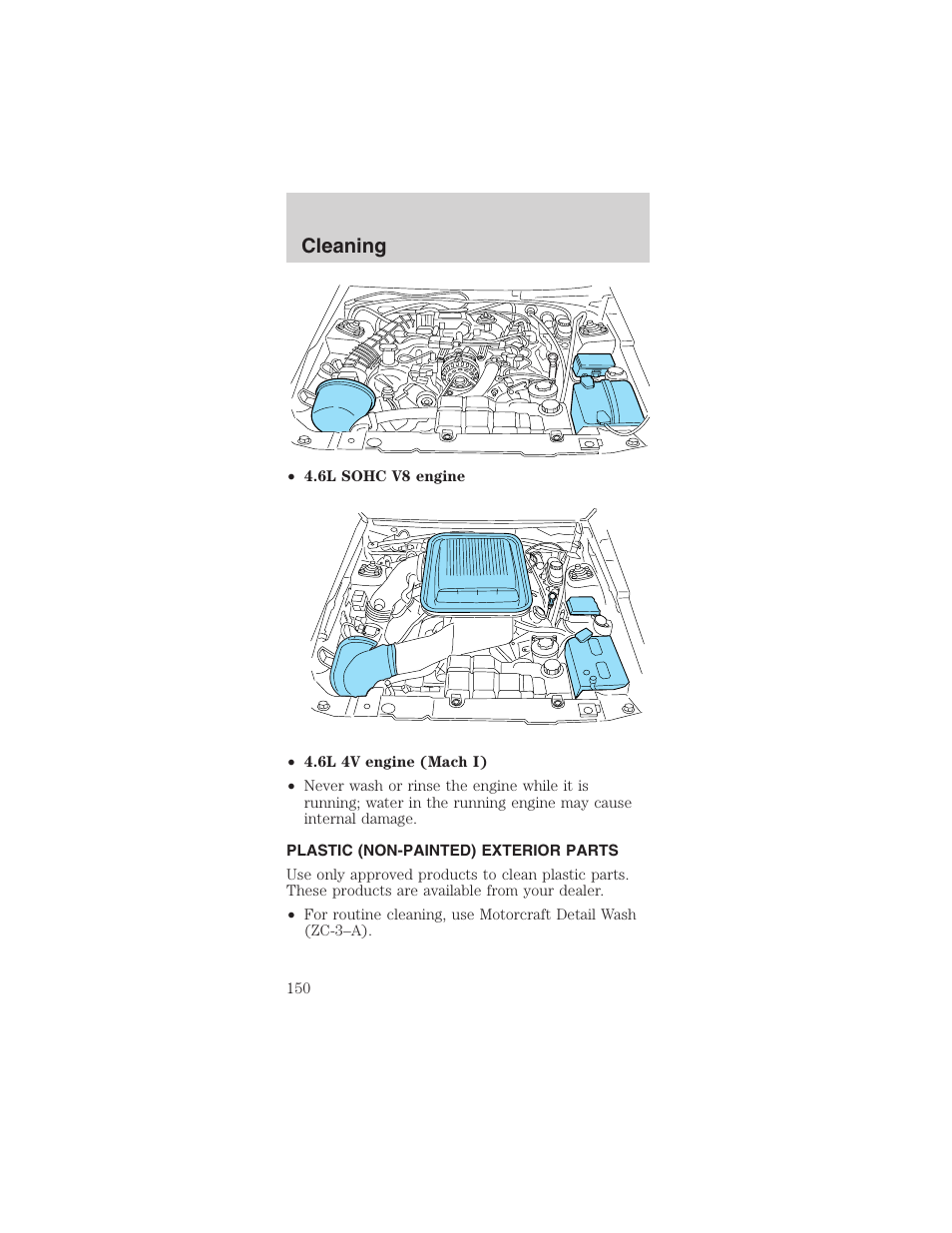 Cleaning | FORD 2003 Mustang v.4 User Manual | Page 150 / 216