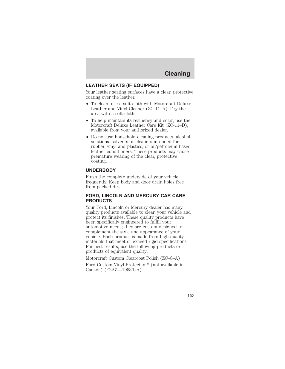 Cleaning | FORD 2003 Mustang v.4 User Manual | Page 153 / 216