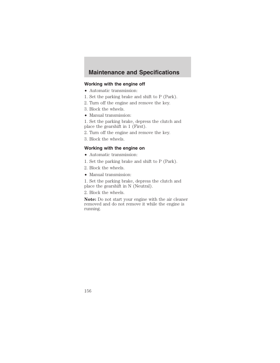 Maintenance and specifications | FORD 2003 Mustang v.4 User Manual | Page 156 / 216
