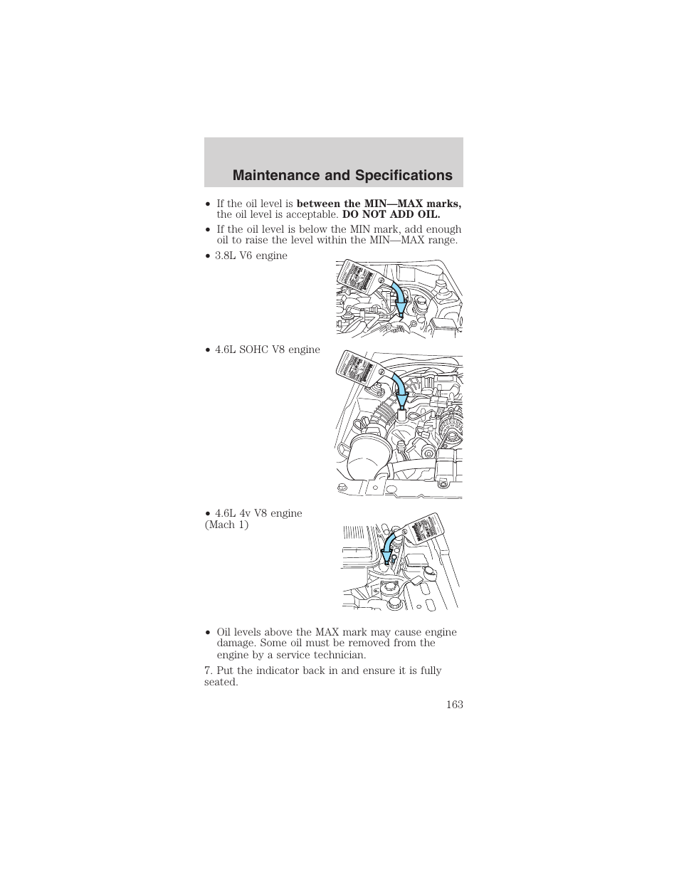 Maintenance and specifications | FORD 2003 Mustang v.4 User Manual | Page 163 / 216