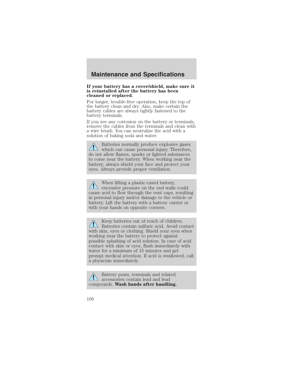 Maintenance and specifications | FORD 2003 Mustang v.4 User Manual | Page 166 / 216