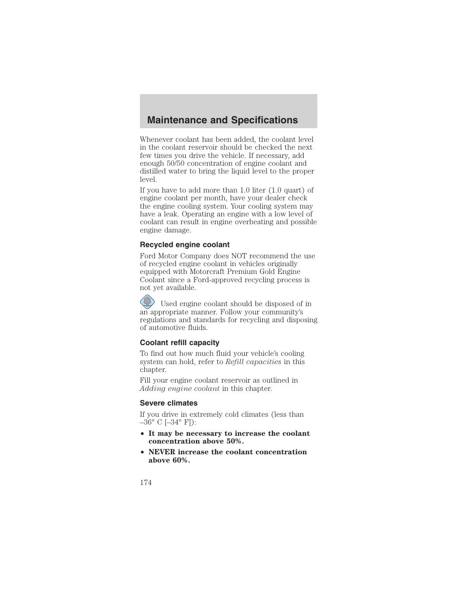 Maintenance and specifications | FORD 2003 Mustang v.4 User Manual | Page 174 / 216