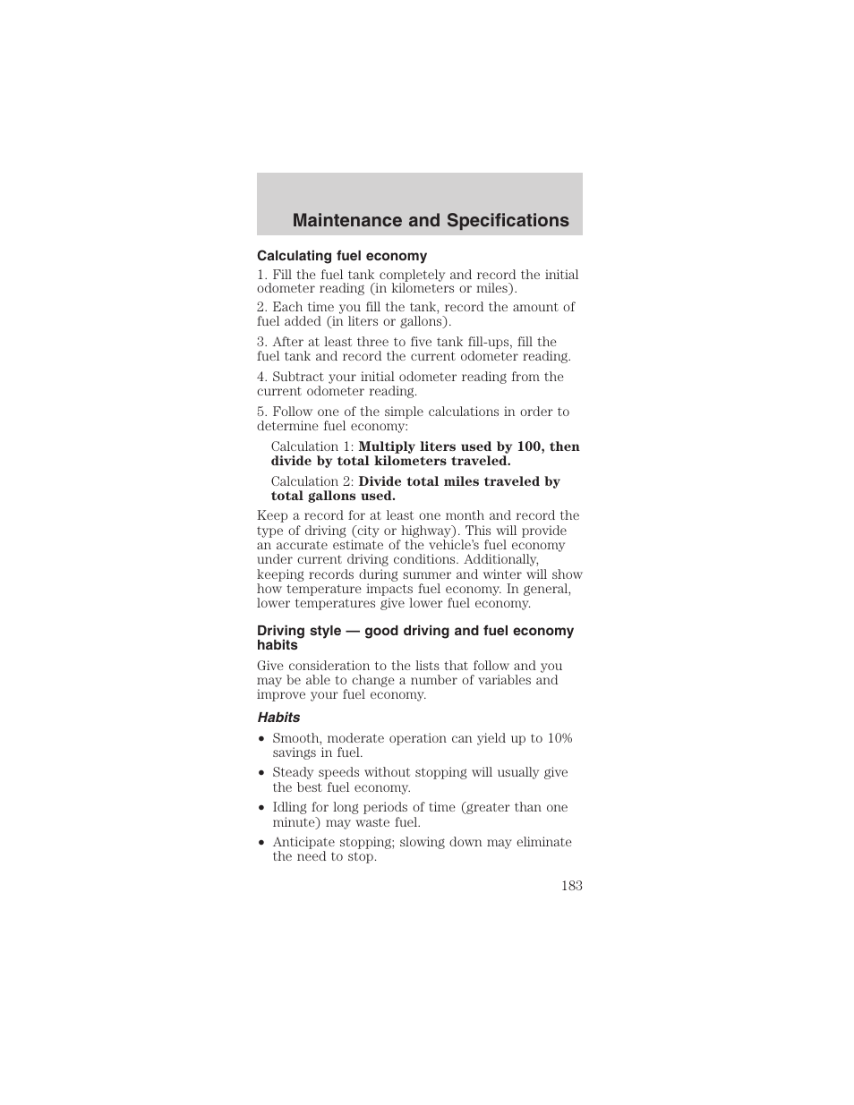 Maintenance and specifications | FORD 2003 Mustang v.4 User Manual | Page 183 / 216