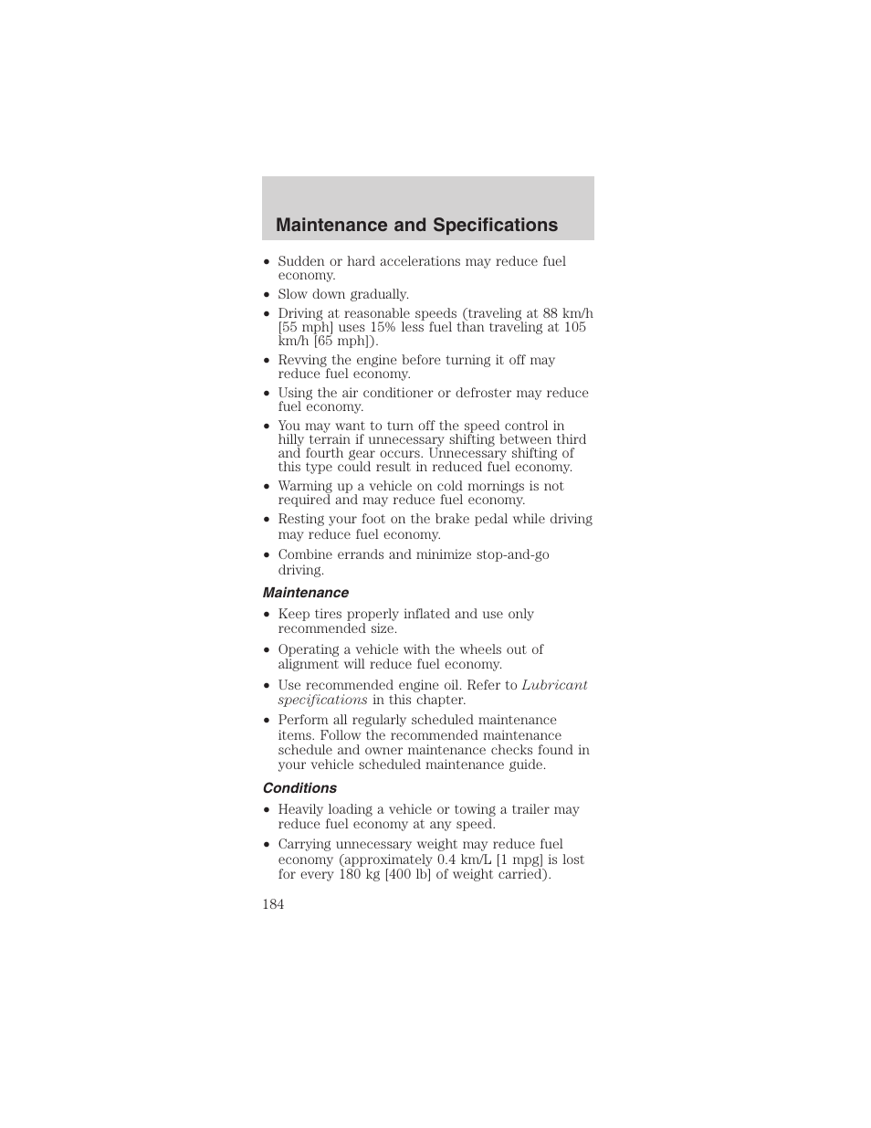Maintenance and specifications | FORD 2003 Mustang v.4 User Manual | Page 184 / 216