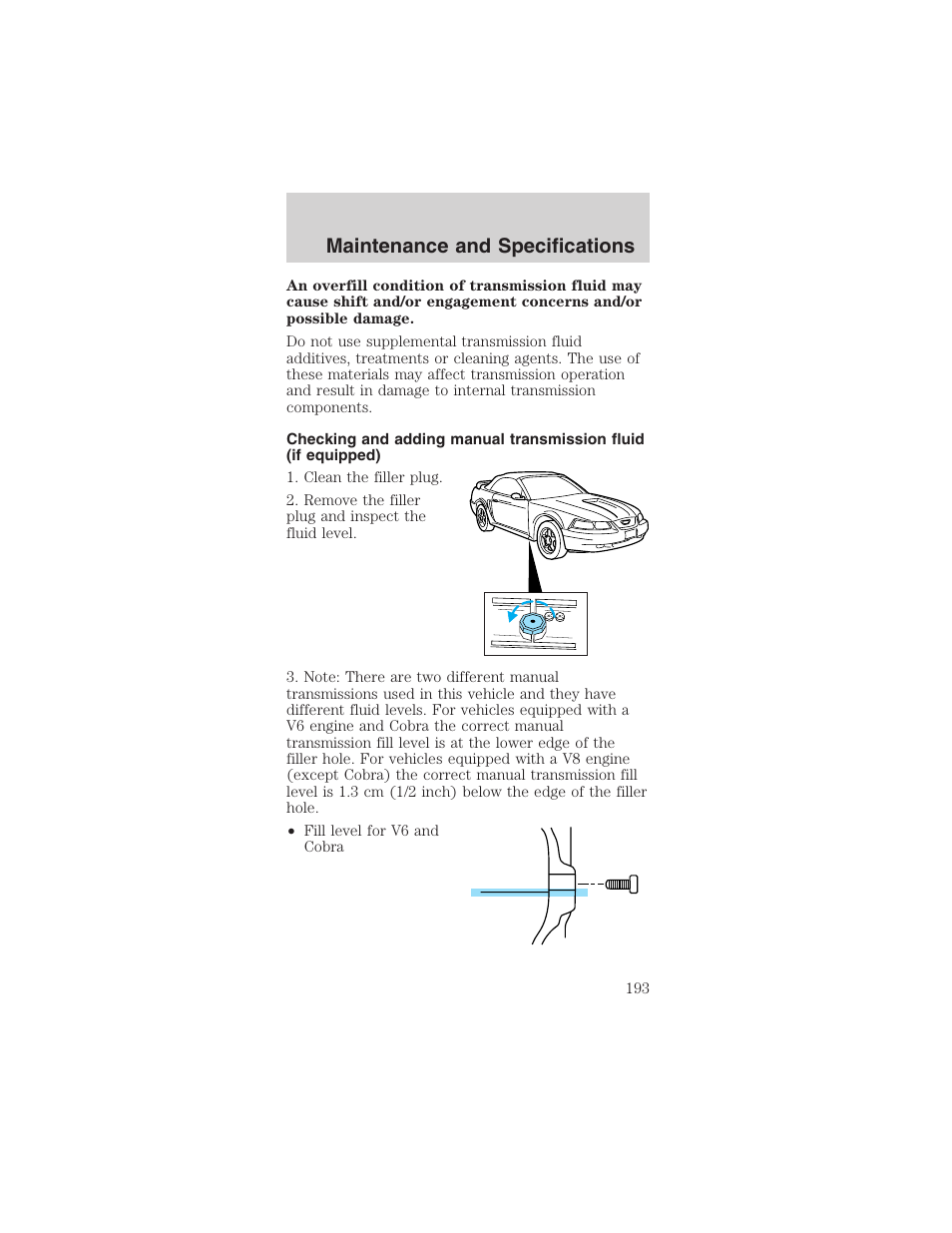 Maintenance and specifications | FORD 2003 Mustang v.4 User Manual | Page 193 / 216