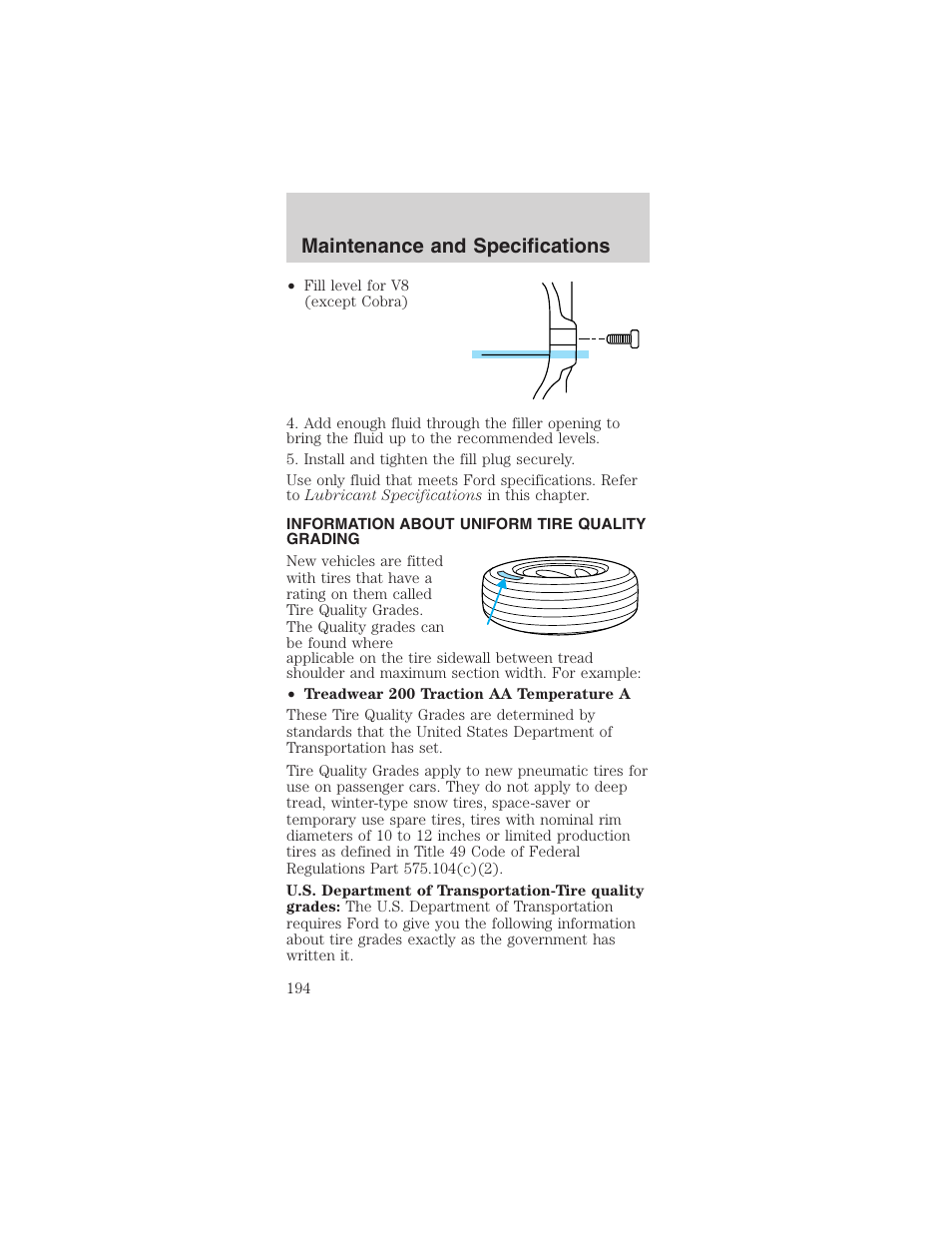 Maintenance and specifications | FORD 2003 Mustang v.4 User Manual | Page 194 / 216