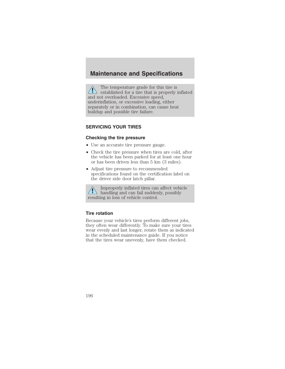 Maintenance and specifications | FORD 2003 Mustang v.4 User Manual | Page 196 / 216