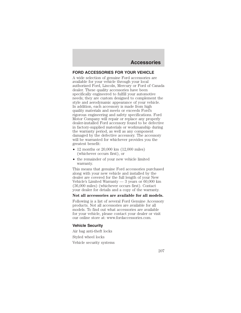 Accessories | FORD 2003 Mustang v.4 User Manual | Page 207 / 216