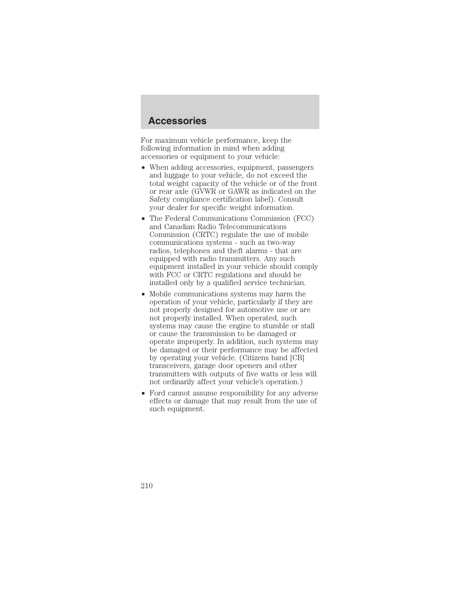 Accessories | FORD 2003 Mustang v.4 User Manual | Page 210 / 216