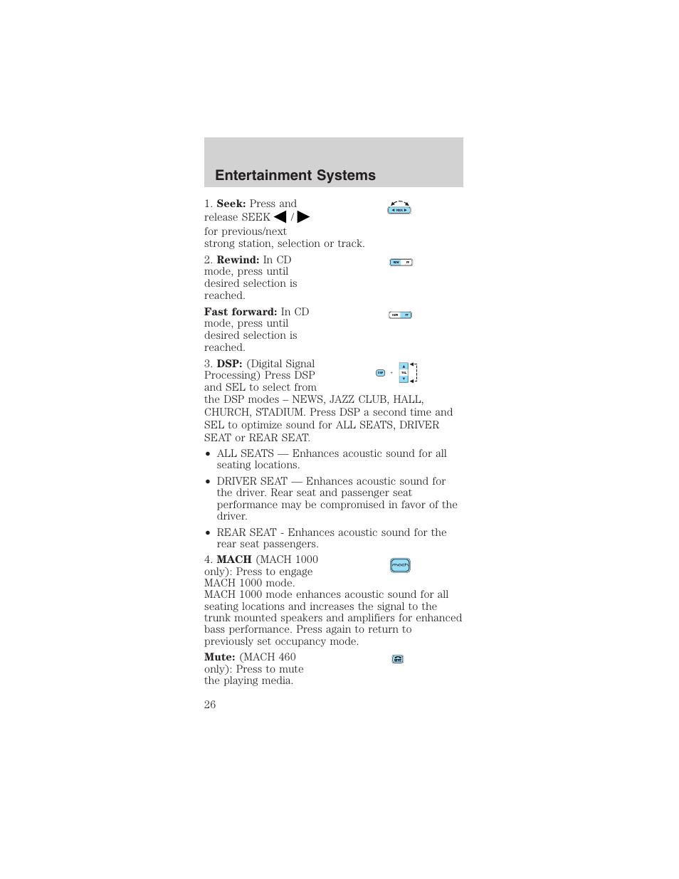 Entertainment systems | FORD 2003 Mustang v.4 User Manual | Page 26 / 216