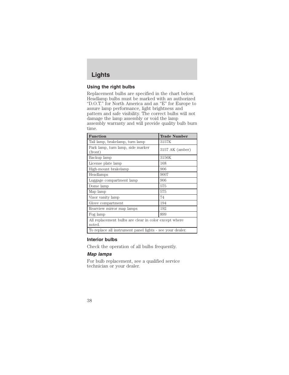 Lights | FORD 2003 Mustang v.4 User Manual | Page 38 / 216