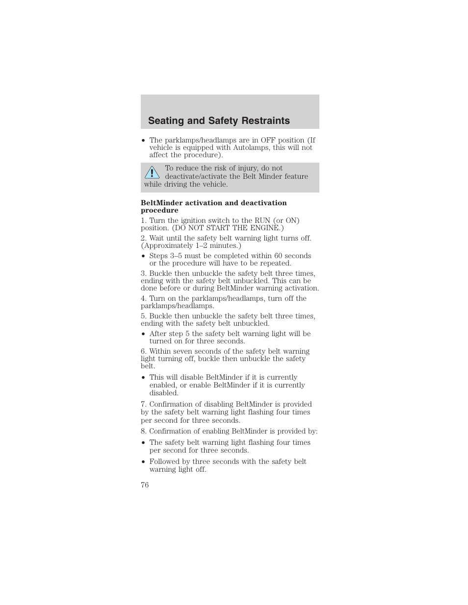 Seating and safety restraints | FORD 2003 Mustang v.4 User Manual | Page 76 / 216